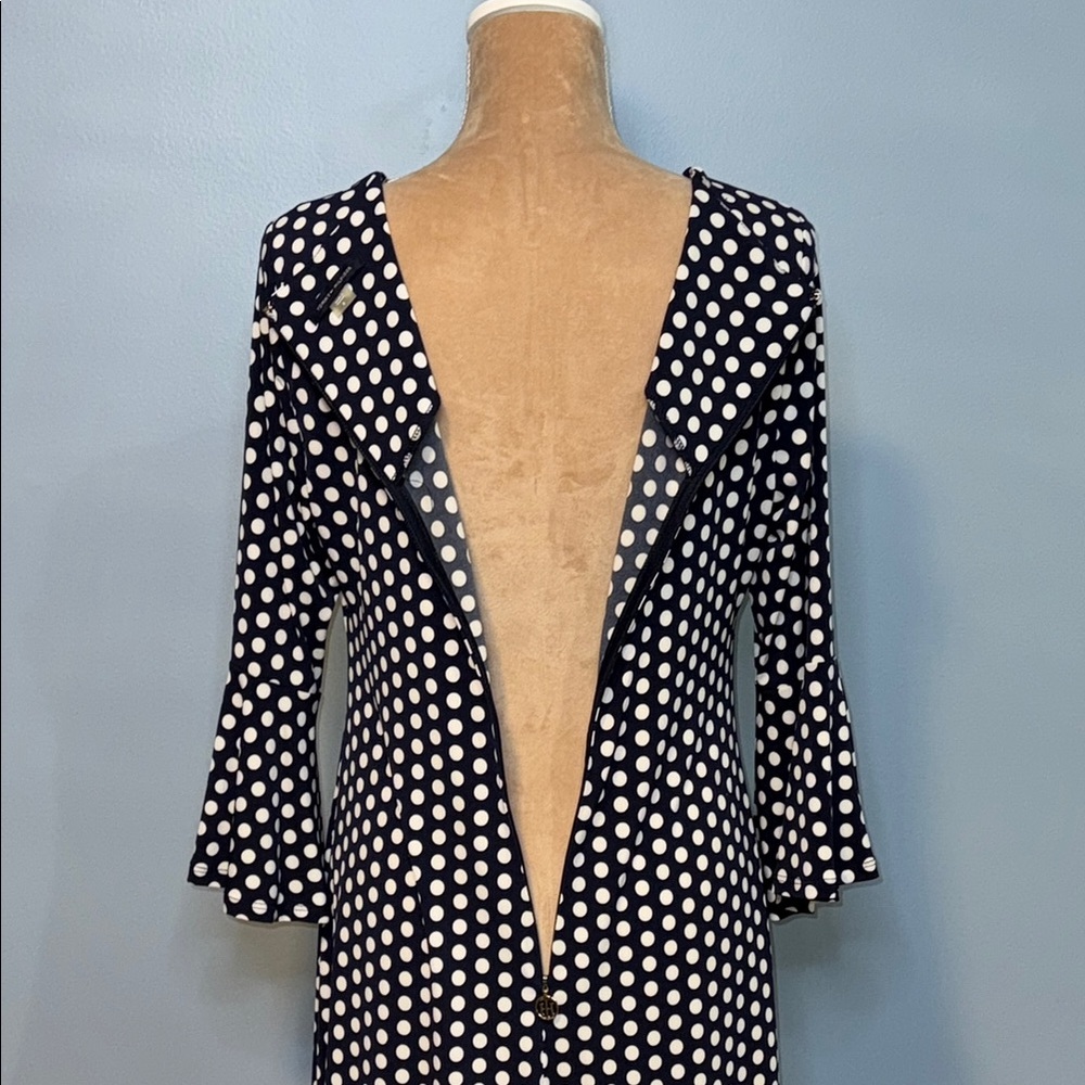 Tommy Hilfiger Navy and White Long Sleeve Polka Dot Women’s Dress Size 8 - Picture 10 of 12
